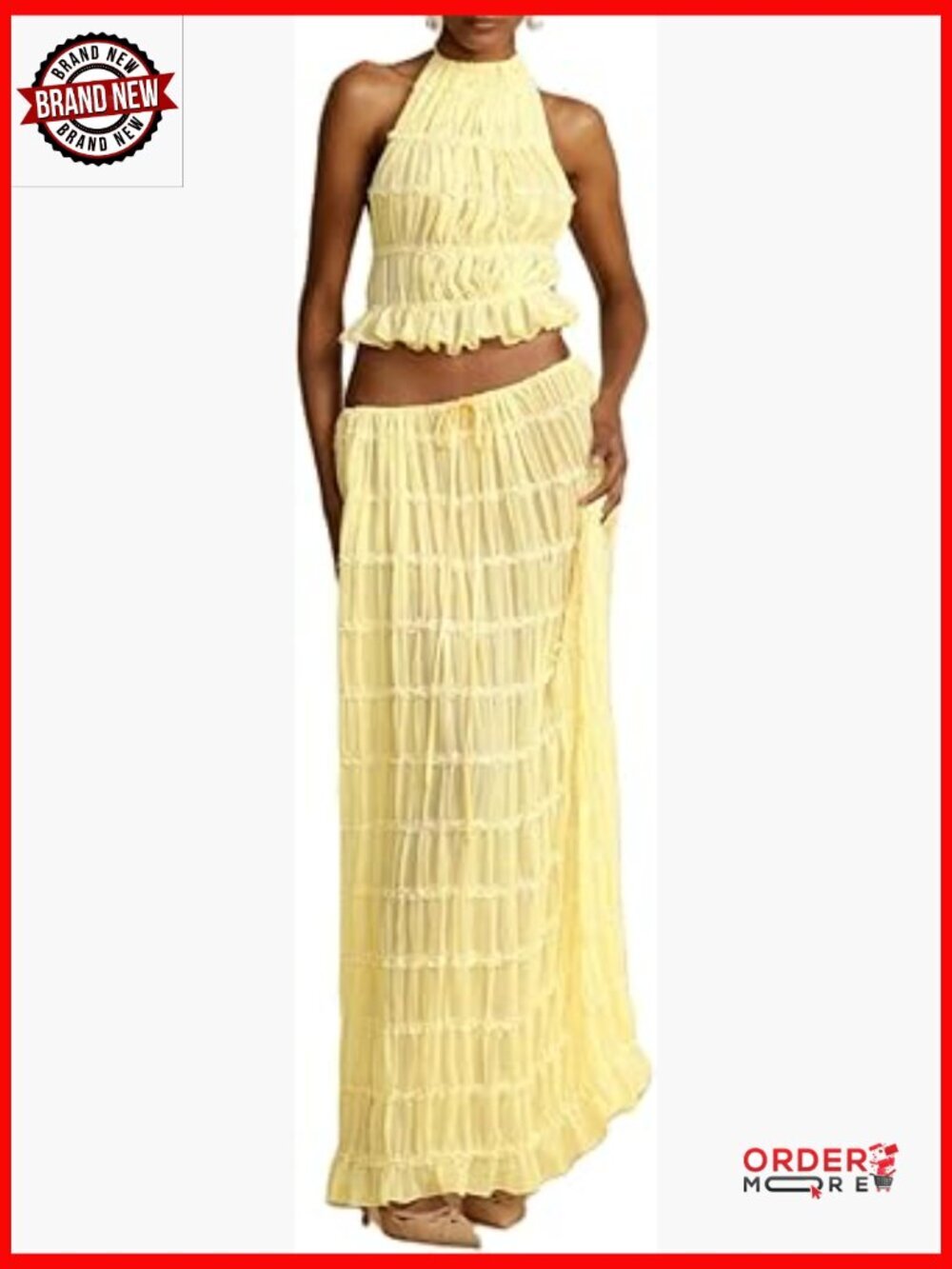 Strappy Halter Top Skirt Set Summer Y2k Beach Outfits